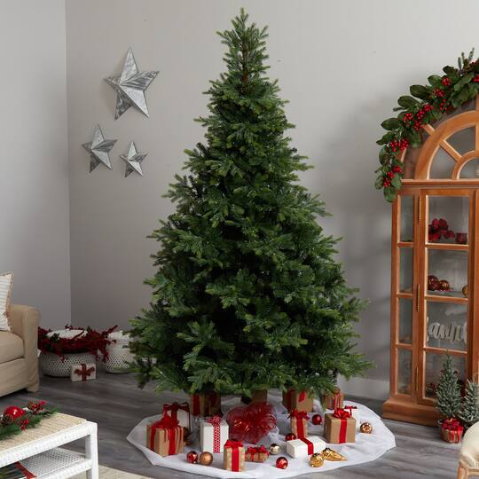 9ft. Pre-Lit North Carolina Spruce Artificial Christmas Tree, Clear LED Lights